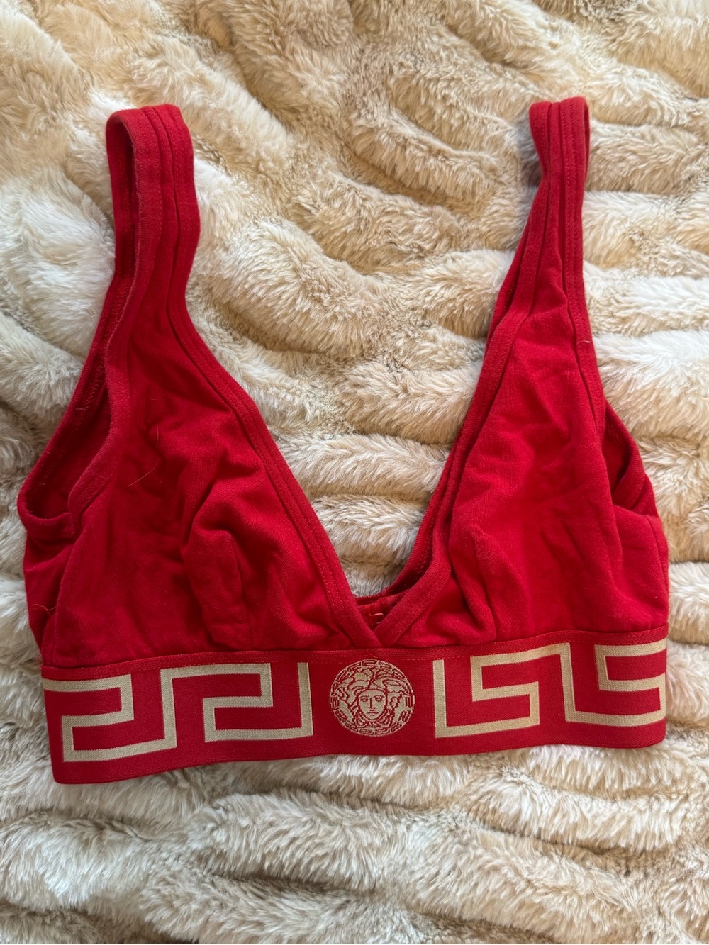 Versace Greca Border Bralette Red